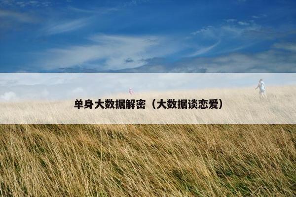 单身大数据解密（大数据谈恋爱）